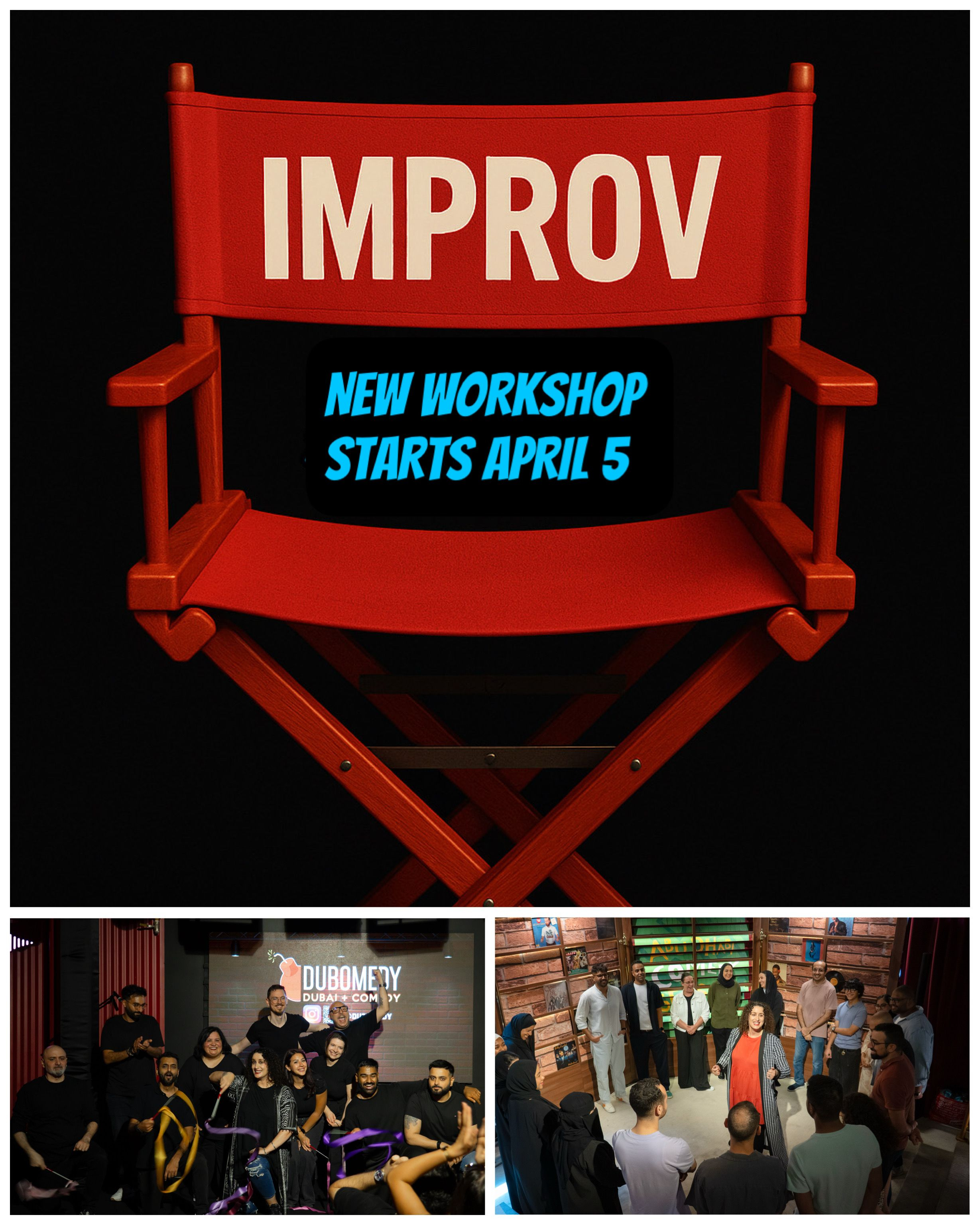 Improv' Comedy Workshop Alert! Destress, laugh, make new friends, play! New batch starts April 5. More info -> https://dubomedy.zbooni.com/